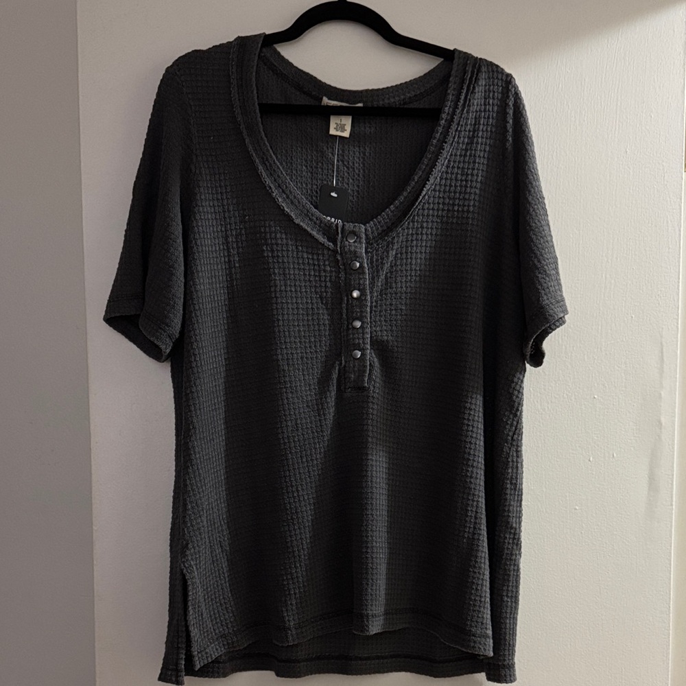 Torrid Charcoal Waffle Knit Henley